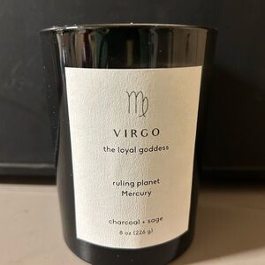(4)Virgo Soy Wax Candle in Black and White/ CHARCOAL & SAGE SMELL